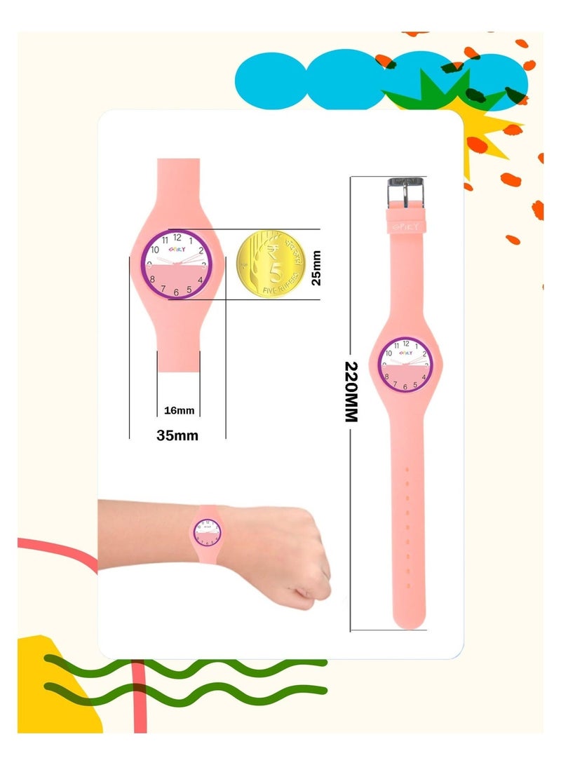 SPIKY Round Casual Analog Watch for Kids- Girl -Pink Color - Image 3